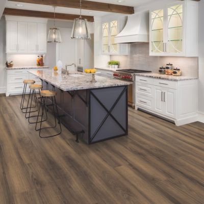 luxury vinyl plank flooring near Lake Orion, MI, in a rustic kitchen